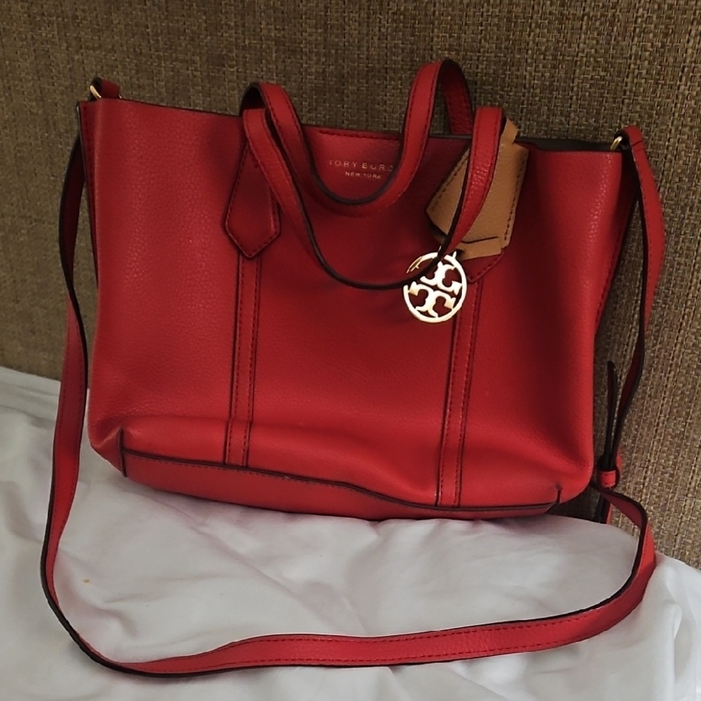 Tory Burch Red Leather Small Tote/ Crossbody Bag